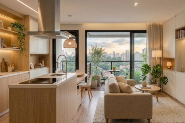 Cozinha planejada com vista
